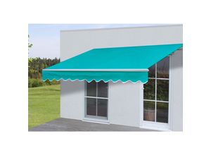 Alu-Markise H792, Gelenkarmmarkise Sonnenschutz 5x3m ~ Polyester Türkis