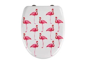 WENKO WC-Sitz mit Absenkautomatik Flamingo weiß, pink