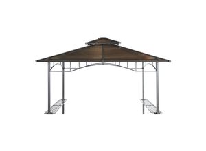 Grasekamp Ersatzdach Hardtop BBQ Pavillon 1,5x2,4m Doppelstegplatten Polycarbonat Braun