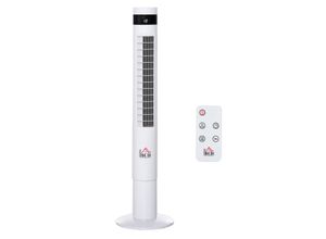 HOMCOM Turmventilator mit Fernsteuerung weiß 30 x 110 cm (ØxH) SäulenventilatorKlimagerät Ventilator Kühlung