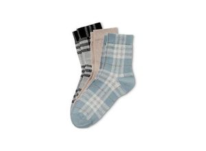 3 Paar Socken - Blau/Meliert - Gr.: 35-38