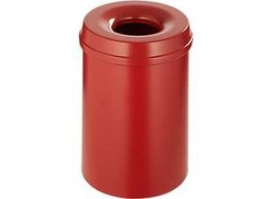Abfallsammler, für den Innen- & Außenbereich, Volumen 15 l, selbstlöschender Deckel, Ø 255 x H 300 mm, Metall, rot/rot