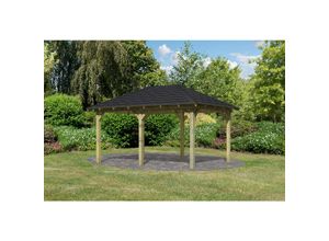 Karibu Pavillon "Jalingo 2" SET kdi mit Schindeln schwarz