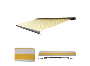 Ersatz-Bezug für Markise H123, Vollkassette Ersatzbezug Sonnenschutz 4,5x3m ~ Acryl gelb-weiß