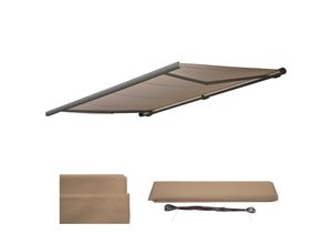 Ersatz-Bezug für Markise H123, Vollkassette Ersatzbezug Sonnenschutz 4,5x3m ~ Polyester sand