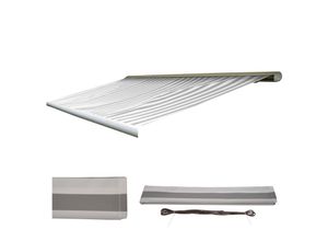 Ersatz-Bezug für Markise H123, Vollkassette Ersatzbezug Sonnenschutz 4,5x3m ~ Polyester grau-weiß