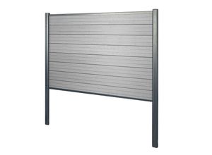 WPC-Sichtschutz Savoie, Zaun Windschutz, Alu-Pfosten zum Einbetonieren ~ Basiselement, 190cm grau