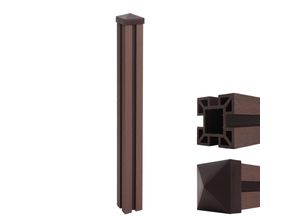 WPC-Pfosten Savoie-WPC-Zaun, Pfeiler Pfahl, Stecksystem ~ 98cm, braun