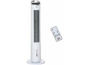 HOMCOM Turmventilator mit Wasserkühlung und Fernbedienung 60W 20㎡ 30 cm x 30 cm x 100,8 cm 3 Modi Weiß - weiß+silber