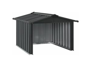 Juskys Mähroboter Garage mit Satteldach - Rasenmäher Dach Carport aus Metall - 86 × 98 × 63 cm - Sonnen- und Regenschutz für Rasenroboter - anthrazit