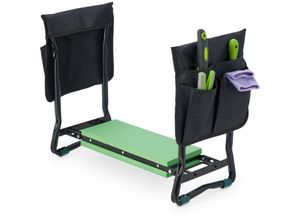 Relaxdays - Kniebank für Gartenarbeit, klappbar, gepolstert, gelenkschonende Kniehilfe, Taschen, bis 150kg, schwarz/grün
