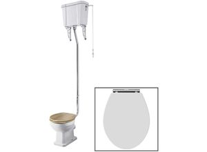 Richmond - 2-teilige Keramik-Toilette mit nostalgischem Design und hochsitzendem Spülkasten - wc Sitz in Weiß - Hudson Reed