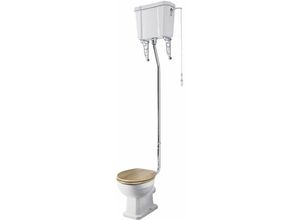 Hudson Reed Richmond - 2-teilige Keramik-Toilette mit nostalgischem Design und hochsitzendem Spülkasten - WC Sitz in Eiche