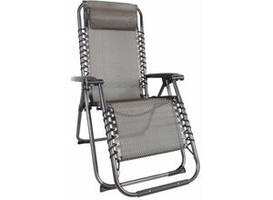 Relax Sessel mit Kopfkissen - 175cm / taupe - Verstellbarer Garten Sonnen Liege Stuhl
