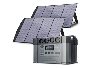 S2000 1500Wh Tragbares Powerstation 2000W (Spitze 4000W) akku Solargenerator Mobiler Stromspeicher Power Station mit 2x 200W Faltbares Solarpanel für
