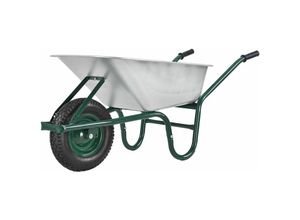 Schubkarre Garden - 100 Liter Volumen - 210 kg - Luftreifen mit Metall Felge - Wanne verzinkt - Garten Karre Schiebkarre Transportkarre Silber