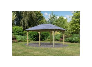 CHILLROI Rechteckiger Holzpavillon 289 x 429 cm Gartenpavillon Terrassenüberdachung kesseldruckimprägniert