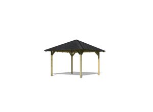 CHILLROI Quadratischer Holzpavillon 289 x 289 cm SET mit Dachschindeln Gartenpavillon Terrassenüberdachung