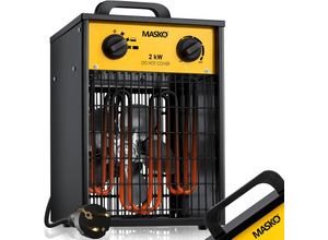 MASKO® Elektroheizer Heizlüfter Bauheizer mit integriertem Thermostat elektrisch Heizgerät mit 3 Heizstufen Heizgebläse für Innen- und Außeneinsatz Überlastschutz Elektroheizgebläse