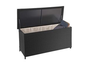 Poly-Rattan Kissenbox MCW-D88, Gartentruhe Auflagenbox Truhe ~ Premium schwarz, 63x135x52cm 320l