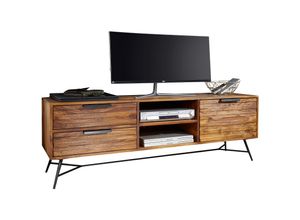 FineBuy Lowboard Sheesham Massiv Holz