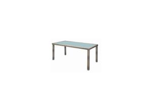 Polyrattan Premium Gartentisch 205x100cm elfenbein Esstisch Garten Glas Tisch