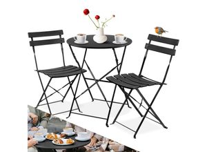 KESSER® Bistroset 3-teilig Bistrotisch mit 2 klappbaren Stühle Set Balkonset Balkonmöbel Klapp-Möbel Gartenset Sitzgarnitur Gartengarnitur Gartenmöbel Sitzgruppe Metall Bistro Gartentisch inkl. Abdeckung