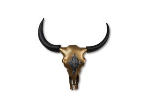 HSM Collection Büffelkopf Gold/Schwarz Metall, 60x60x10 cm