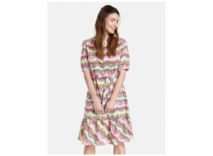 Gemustertes A-Linien-Kleid mit Bindegürtel, multicolor,