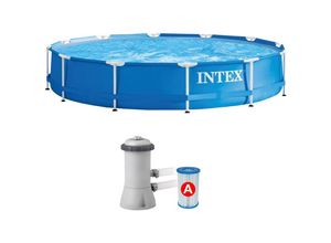 Intex - 28212 Swimming Pool Frame 366x76 Stahlrohrbecken Schwimmbecken mit Pumpe