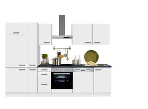 OPTIFIT Küchenzeile Odense, Breite 300 cm mit 28 mm starker Arbeitsplatte, mit Besteckeinsatz, weiß