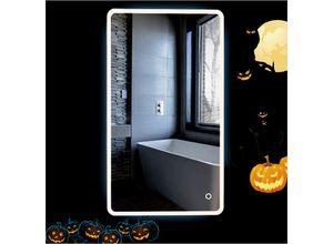 Badezimmerspiegel led Badspiegel mit Beleuchtung Wandspiegel ,Cool White,LCD abgerundete Ecken (50x70cm)