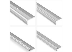 Treppenkantenprofil Treppenabschluss Alu Winkelprofile mit Einfasshöhe 3-5,1mm für Bodenbeläge: Silber, C28 - 38x25 mm - Effector