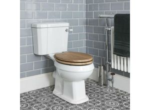 Richmond - 2-teilige Keramik-Toilette mit nostalgischem Design - wc Sitz in Eiche - Hudson Reed