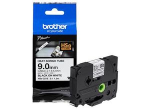 brother Schrumpfschlauch HSe-221E HSE221E, 9 mm schwarz auf weiß