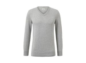 Pullover mit V-Ausschnitt - Grau/Meliert - Gr.: S