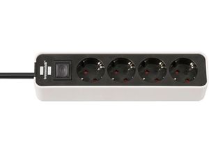 Brennenstuhl Steckdosenleiste 4-fach (Ein- / Ausschalter), 4-fach Steckerleiste mit Schalter, schwarz|weiß