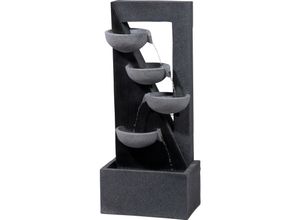 Dobar Polyresin-Brunnen mit Pumpe und LED´s, eckig mit 4 Schalen