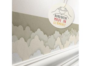 lovely label Bordüre Papercut-Design Wolken Beige/Weiss