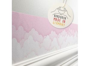 lovely label Bordüre Papercut-Design Wolken Rosa/Weiss