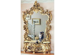 Casa Padrino Barockspiegel Luxus Barock Spiegelkonsole mit Marmorplatte Gold / Silber / Schwarz