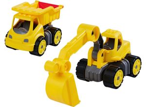 BIG Spielzeug-Baumaschine Power-Worker Mini, (Set, bestehend aus Kipper und Bagger), Sandspielzeug, Made in Germany, gelb