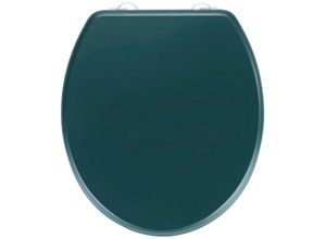WENKO WC-Sitz Prima, dunkelgrün matt, aus MDF gefertigt, feuchtigkeitsresistent, grün|silberfarben