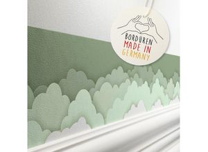 lovely label Bordüre Papercut-Design Wolken Grün/Weiss