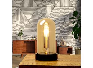 Licht-erlebnisse - Tischleuchte Glas Schirm in Kupfer Schwarz dekorativ E14 Tischlampe - Schwarz, Kupfer