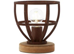 Lampe Matrix Wood Tischleuchte 18cm rostfarbend 1x A60, E27, 40W, geeignet für Normallampen (nicht enthalten) Mit Schnurzwischenschalter - braun