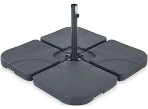 Leco Kunststoffschirmständer Kunststoff-Plattensets für Sonnenschirme, 4 tlg., grau|schwarz