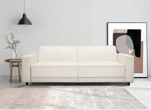 Dorel Home 3-Sitzer Allie Schlafsofa 225 cm, Bett-Funktion (108/190cm), trendiger Cord o. pflegeleichter Velours, weiß