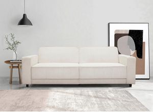 Dorel Home 3-Sitzer Allie Schlafsofa 225 cm, Bett-Funktion (108/190cm), trendiger Cord o. pflegeleichter Velours, weiß