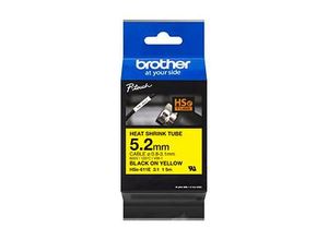brother Schrumpfschlauch HSe-611E HSE611E, 5,2 mm schwarz auf gelb